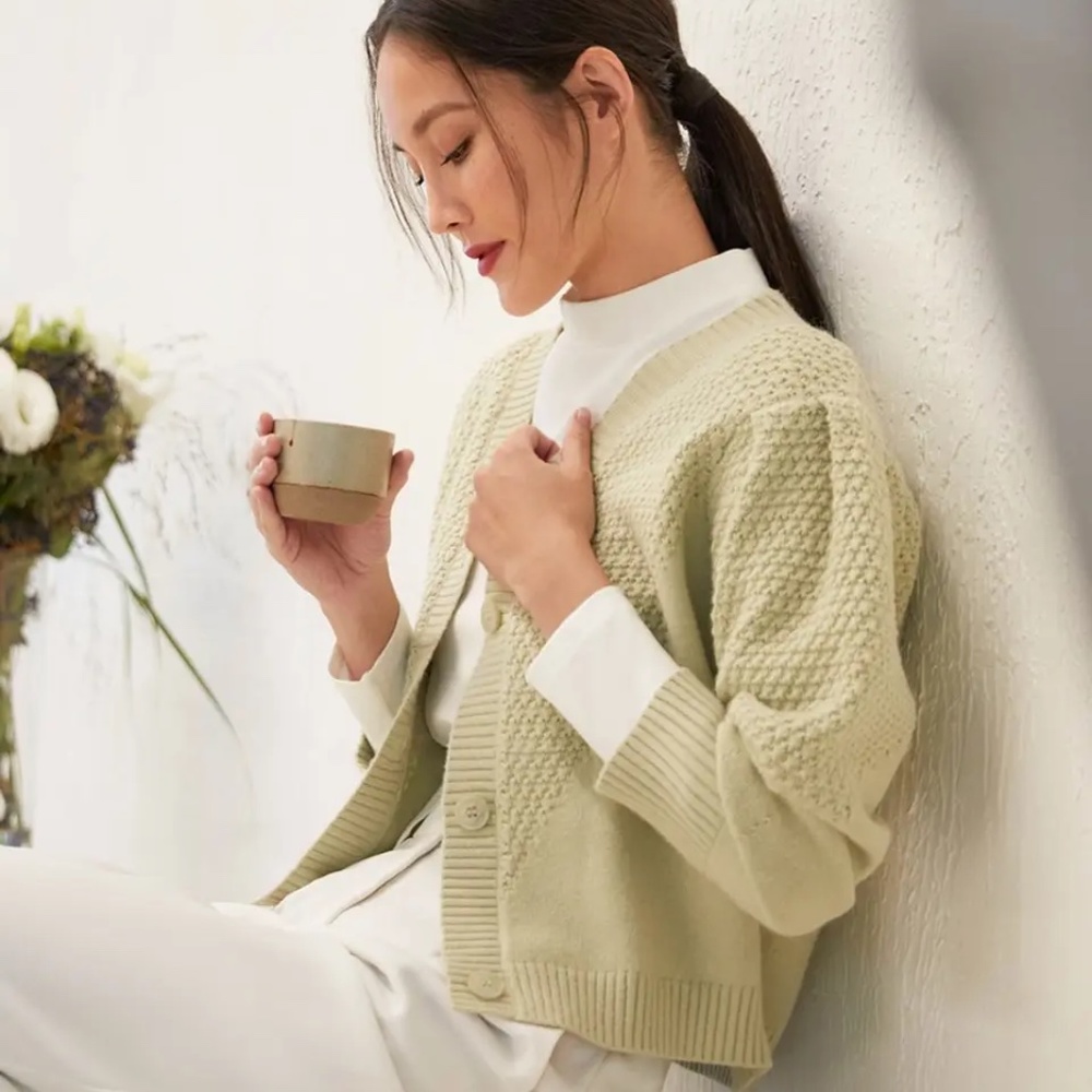 NEW Love Bonito Kimmie Pointelle Cropped Cardigan